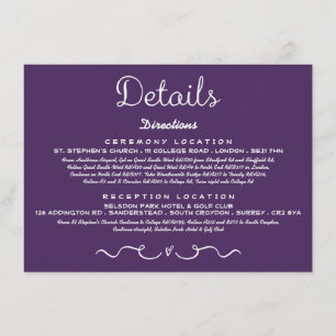 Carte d'insertion de détails Mariage  Purple moder