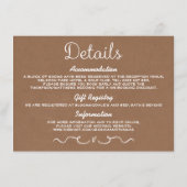Carte d'insertion de détails mariage | Rustic Coun (Dos)