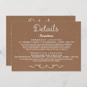 Carte d'insertion de détails mariage | Rustic Coun (Devant / Derrière)