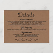 Carte d'insertion de détails mariage | Rustic Coun (Dos)