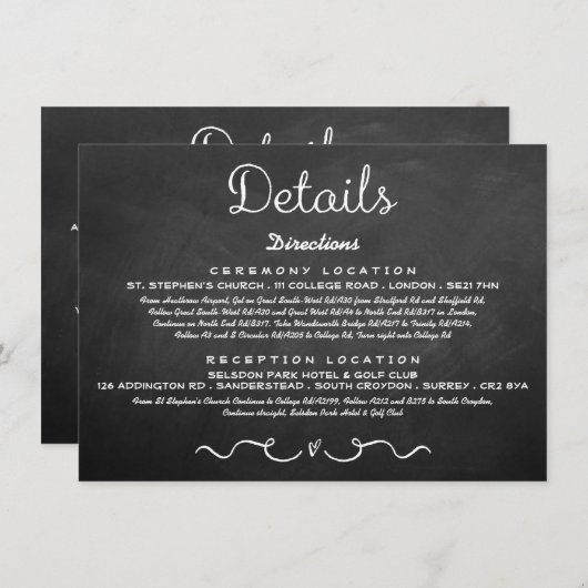 Carte d'insertion de détails mariage | Tableau de  (Devant / Derrière)