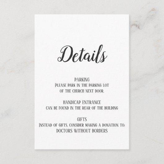 Carte d'insertion de détails minimalistes sur la r (Devant)