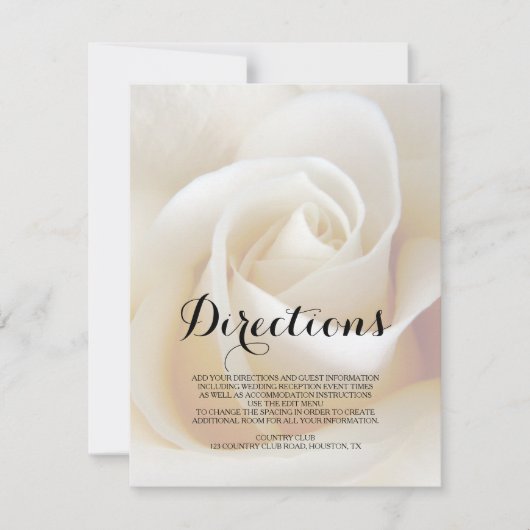 Carte d'insertion de directions de mariage florale (Devant)