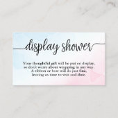 Carte d'insertion de douche à aquarelle rose et bl (Devant)