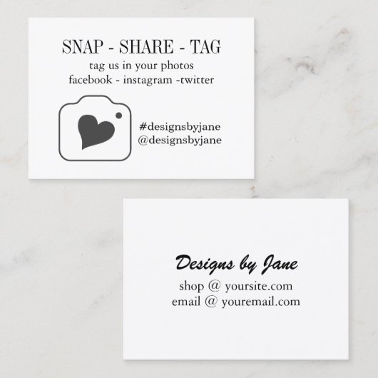 Carte d'insertion de la balise Snap Share Small Bu (Devant / Derrière)