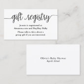 Carte d'insertion de la douche du Registre des cad (Devant / Derrière)