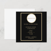CARTE D'INSERTION DE LA GRADUATION NOIRE ET OR (Devant / Derrière)