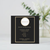 CARTE D'INSERTION DE LA GRADUATION NOIRE ET OR (Debout devant)