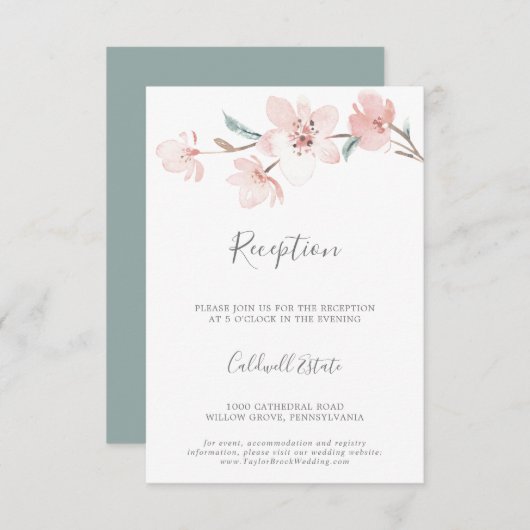 Carte d'insertion de la réception en fleurs de cer (Devant / Derrière)