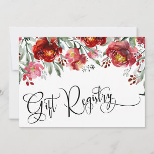 Carte d'insertion de liste de cadeaux aux fleurs r