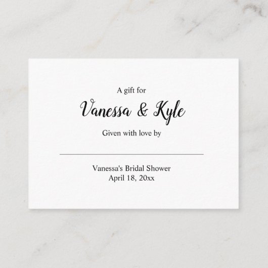 Carte d'insertion de mariage à afficher blanc + ét (Dos)