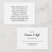 Carte d'insertion de mariage à afficher blanc + ét (Devant / Derrière)