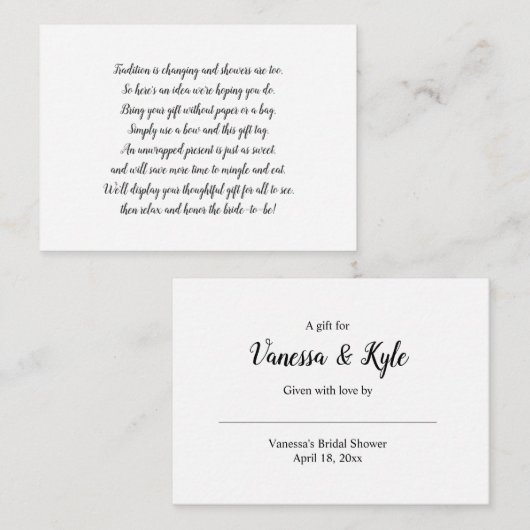 Carte d'insertion de mariage à afficher blanc + ét (Devant / Derrière)