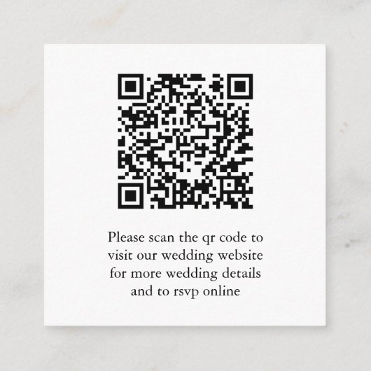 Carte d'insertion de mariage avec code QR scannabl (Dos)