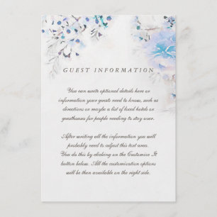 Carte d'insertion de Mariage bleu clair Boho Flora