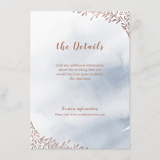 Carte d'insertion de mariage bleu foncé (Devant)