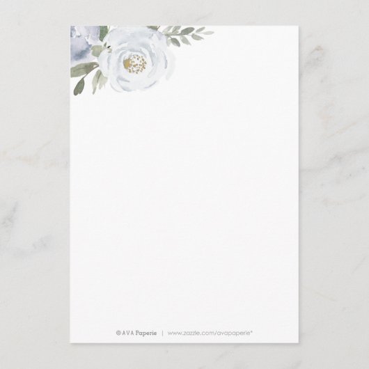 Carte d'insertion de mariage bleu poussiéreux bota (Dos)