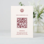 Carte d'insertion de mariage chinois à code QR Dou (Debout devant)