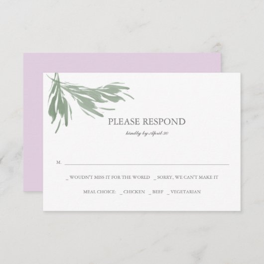 Carte d'insertion de Mariage d'aquarelle (Devant / Derrière)