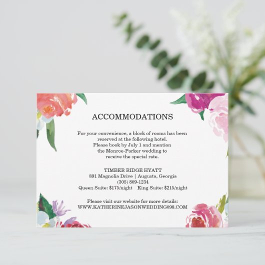 Carte d'insertion de Mariage d'aquarelle florale m (Debout devant)