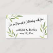 Carte d'insertion de Mariage de feuillage vert de (Dos)