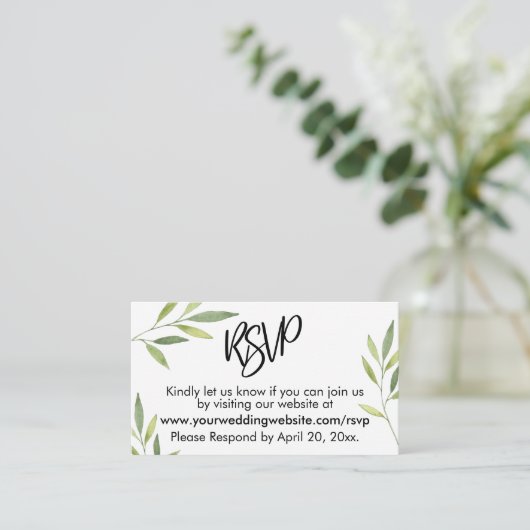 Carte d'insertion de Mariage de feuillage vert de (Debout devant)