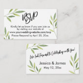 Carte d'insertion de Mariage de feuillage vert de (Devant / Derrière)