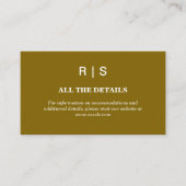 Carte d'insertion de mariage élégante marron monog (Devant)