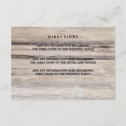 Carte d'insertion de Mariage en bois rustique (Dos)