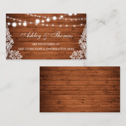 Carte d'insertion de Mariage en dentelle de bois r (Devant / Derrière)