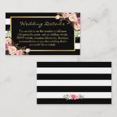 Carte d'insertion de Mariage Floral Black White (Devant / Derrière)