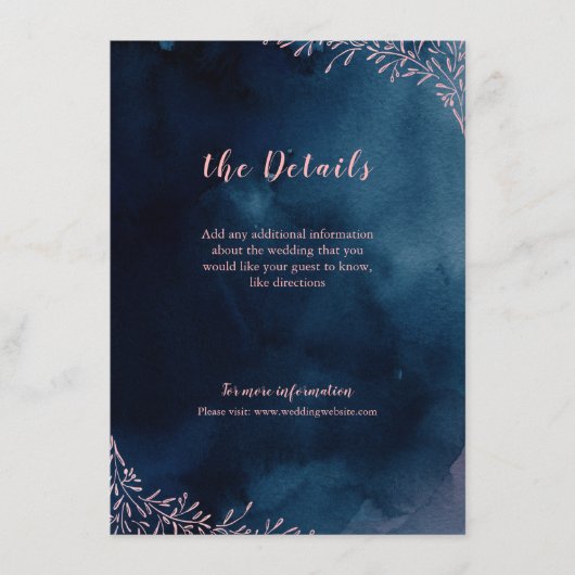 Carte d'insertion de mariage floral brun de la mar (Devant)