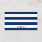 Carte d'insertion de Mariage Floral Navy Blue Stri (Dos)