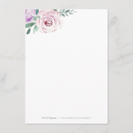 Carte d'insertion de mariage florale botanique en (Dos)