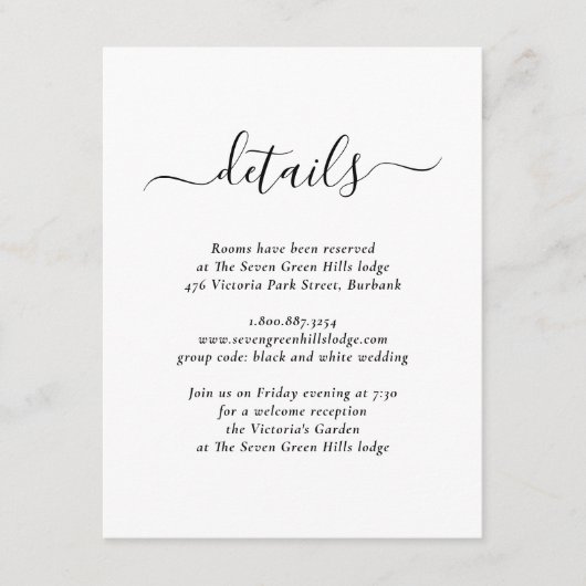 Carte d'insertion de mariage moderne noir et blanc (Devant)