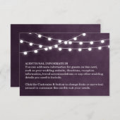Carte d'insertion de Mariage Plum String Lights (Devant / Derrière)
