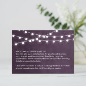 Carte d'insertion de Mariage Plum String Lights (Debout devant)