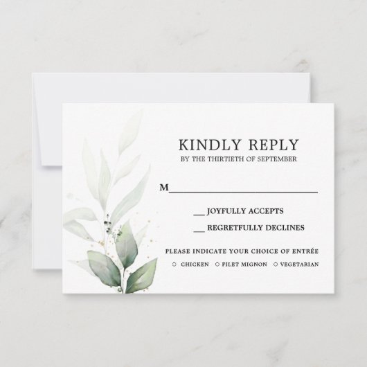 Carte d'insertion de mariage RSVP Simple Greenery (Devant)