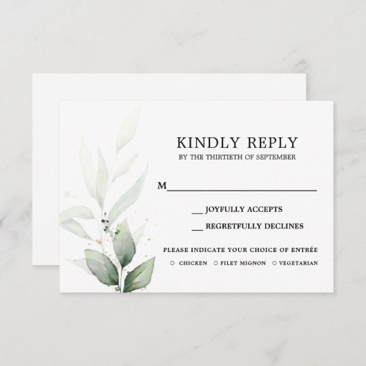 Carte d'insertion de mariage RSVP Simple Greenery (Devant / Derrière)