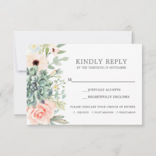 Carte d'insertion de mariage RSVP Succulente