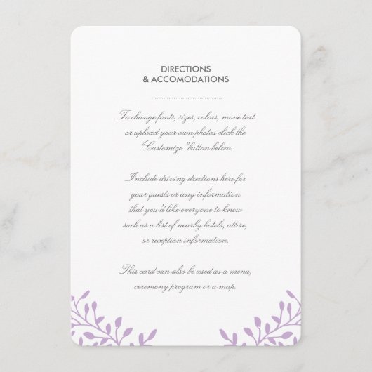 Carte d'insertion de mariage Secret Garden - Orchi (Devant)