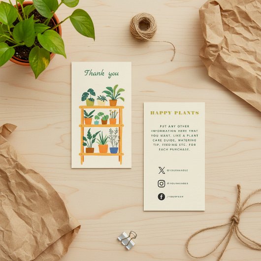 Carte d'insertion de Merci de plante