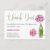 Carte d'insertion de Merci rose coupon pour petite (Devant)