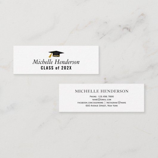 carte d'insertion de nom de remise de diplôme élég (Devant / Derrière)