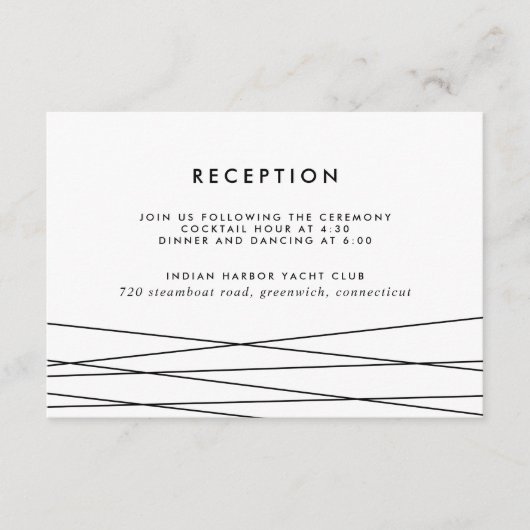 Carte d'insertion de réception à linéation | Noir  (Devant)