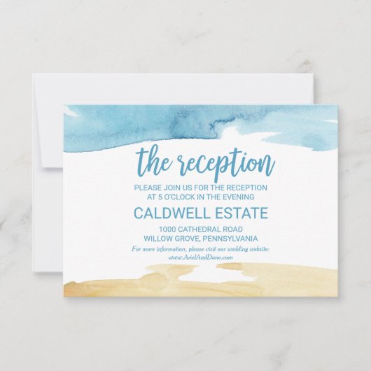 Carte d'insertion de réception de mariage à l'aqua (Devant)