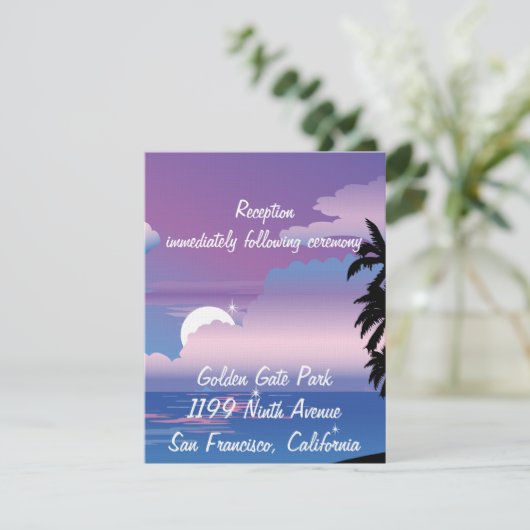 Carte d'insertion de réception de nuit tropicale (Debout devant)