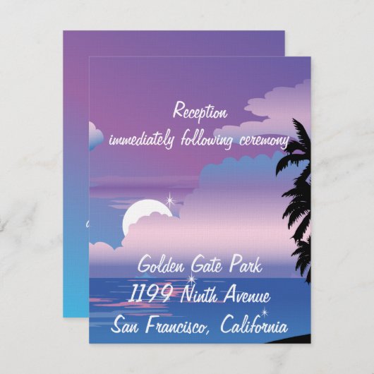 Carte d'insertion de réception de nuit tropicale (Devant / Derrière)