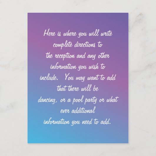 Carte d'insertion de réception de nuit tropicale (Dos)