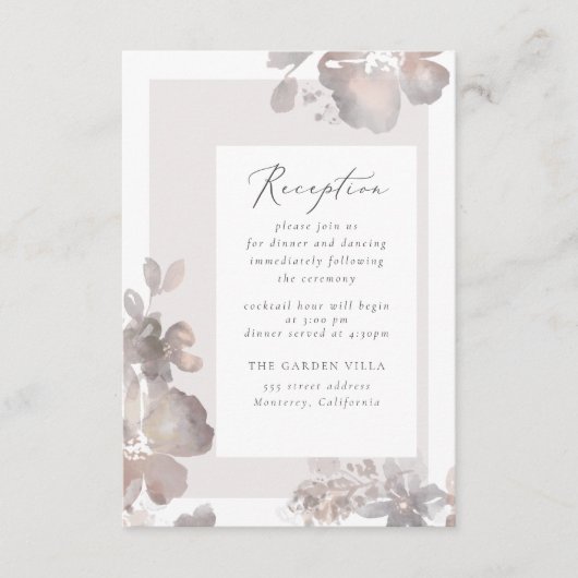 Carte d'insertion de réception Romance fleur sauva (Devant)